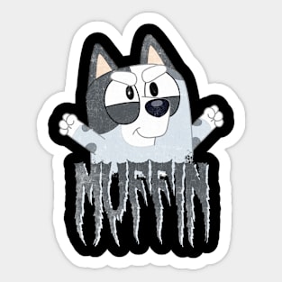 Muffin Bluey Black Metal Sticker